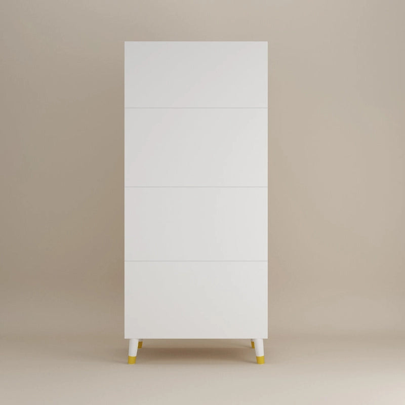 2-Door Wood Wardrobe Armoire with 2 Drawers and Open Shelf