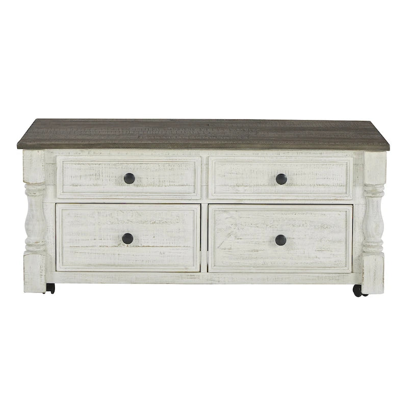 Farmhouse Lift Top Cocktail Table with 4 Drawers and Hidden Tray