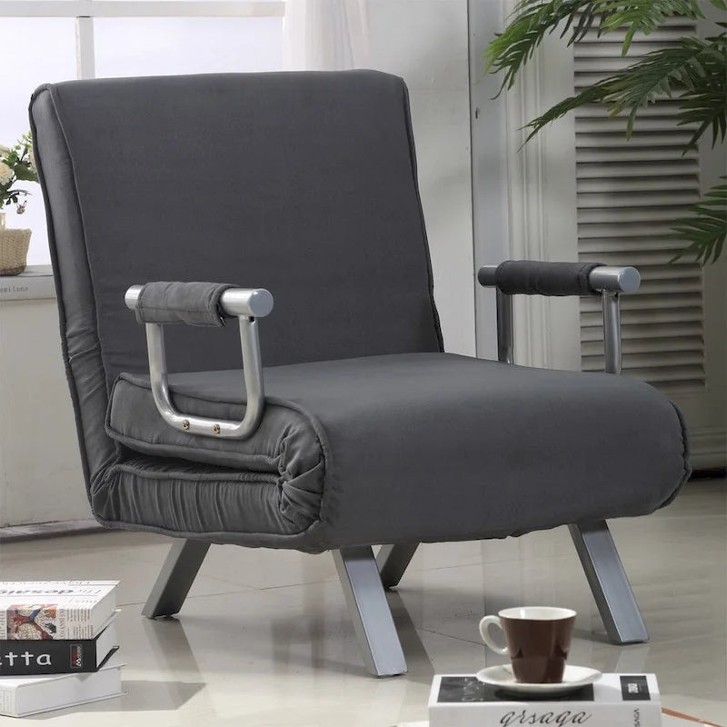 5-Position Folding Sleeper Loveseat with Removable Faux Suede Cover and 2 Pillows