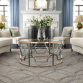 Round Glass Top Coffee Table with Chrome and Gold Frame