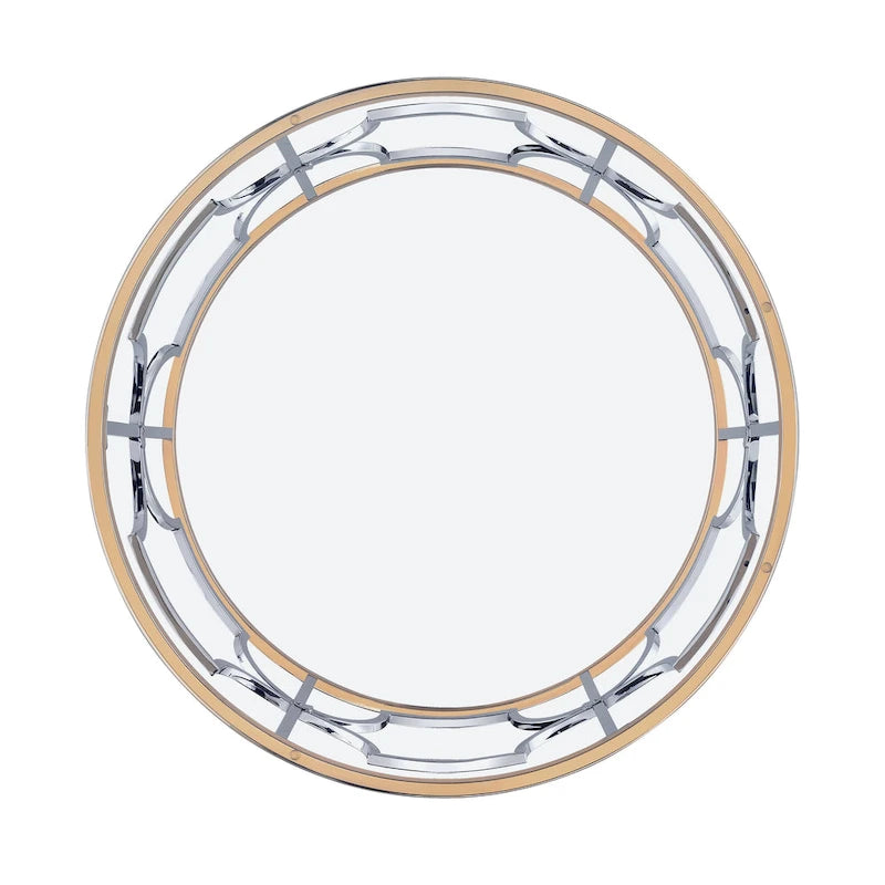 Round Glass Top Coffee Table with Chrome and Gold Frame