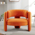Round-Back Velvet Accent Chair with Solid Wood Frame and Rubber Wood Legs