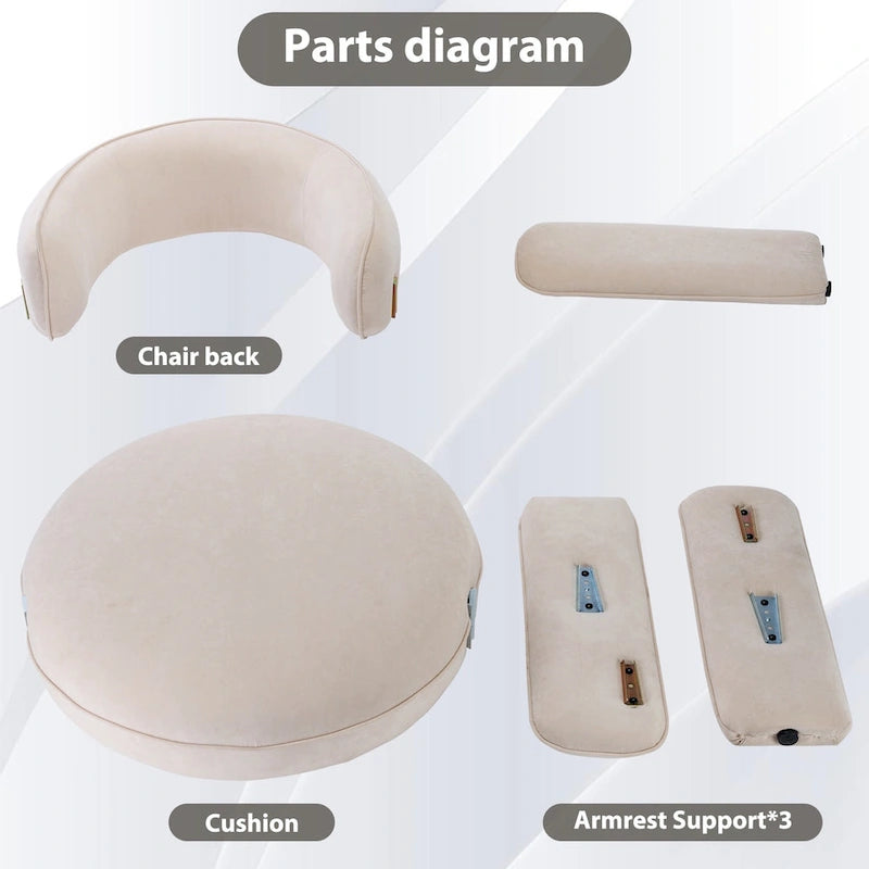 Round-Back Velvet Accent Chair with Solid Wood Frame and Rubber Wood Legs