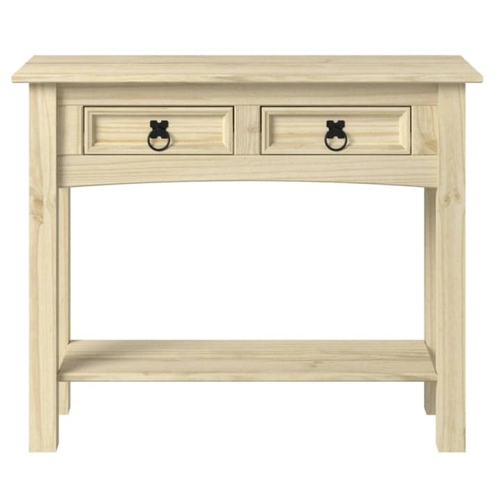 Solid Pine Wood Hall Console Table with 2 Drawers