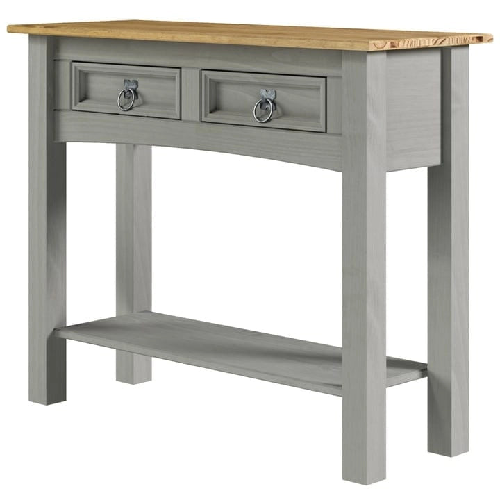 Solid Pine Wood Hall Console Table with 2 Drawers