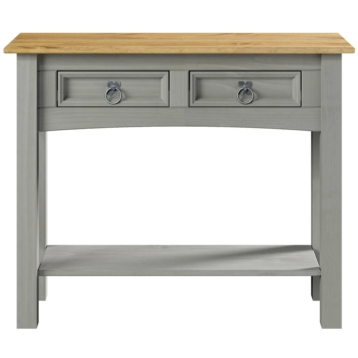 Solid Pine Wood Hall Console Table with 2 Drawers