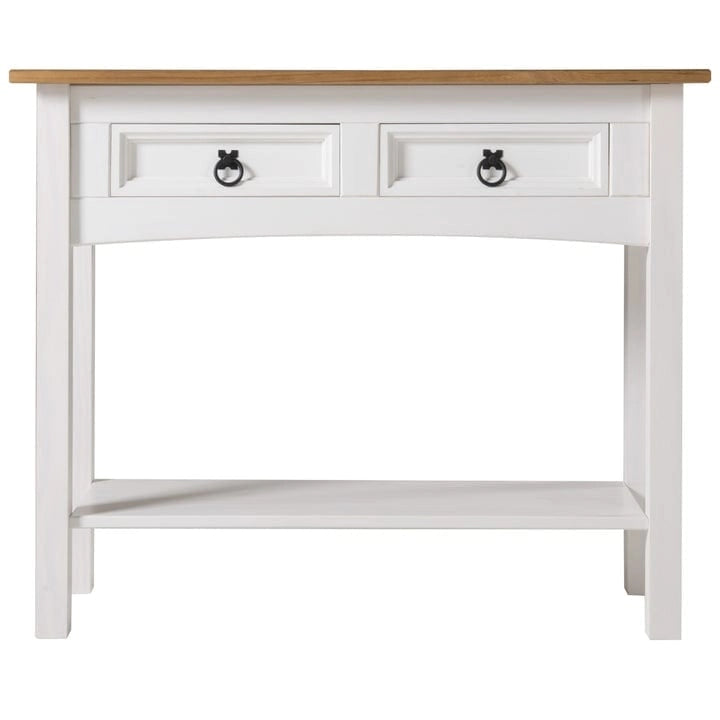 Solid Pine Wood Hall Console Table with 2 Drawers