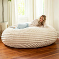 6-Foot Round Faux Fur Bean Bag Chair and Lounger – Converts to Flat Bed