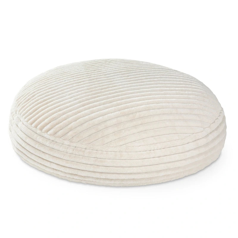 6-Foot Round Faux Fur Bean Bag Chair and Lounger – Converts to Flat Bed