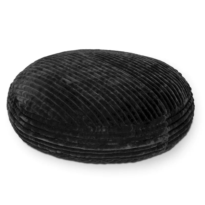 6-Foot Round Faux Fur Bean Bag Chair and Lounger – Converts to Flat Bed
