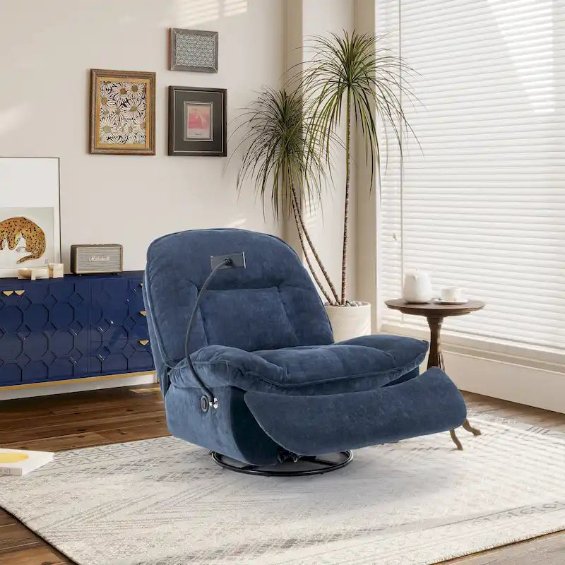 360° Swivel Chenille Recliner with Adjustable Phone Holder