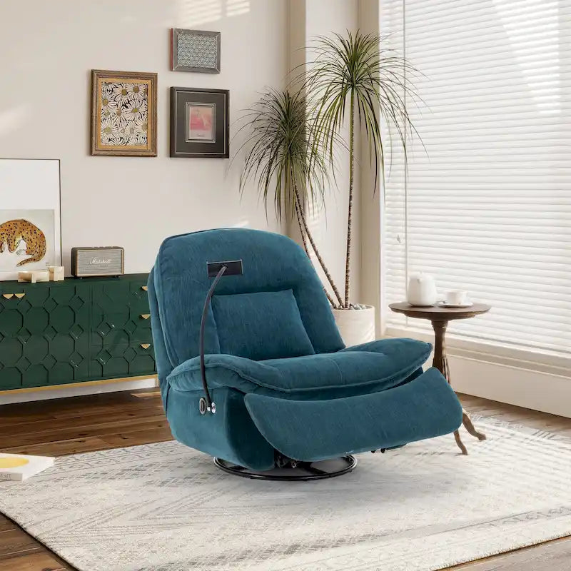 360° Swivel Chenille Recliner with Adjustable Phone Holder