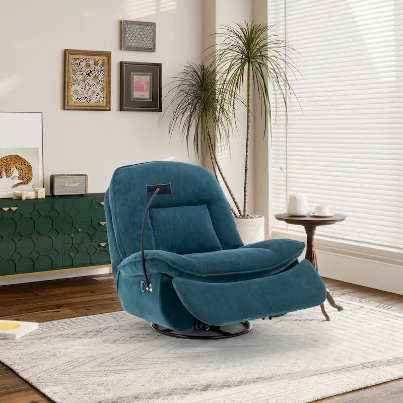 360° Swivel Chenille Recliner with Adjustable Phone Holder