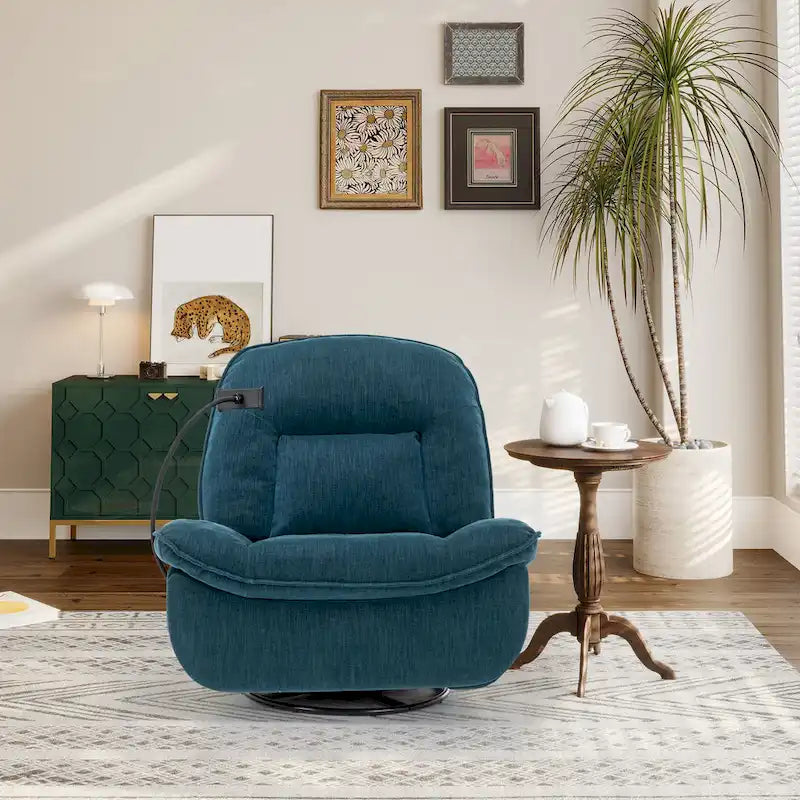 360° Swivel Chenille Recliner with Adjustable Phone Holder