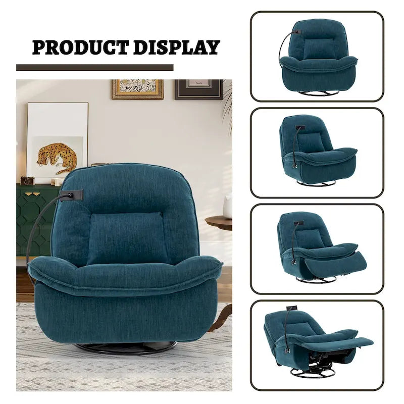 360° Swivel Chenille Recliner with Adjustable Phone Holder