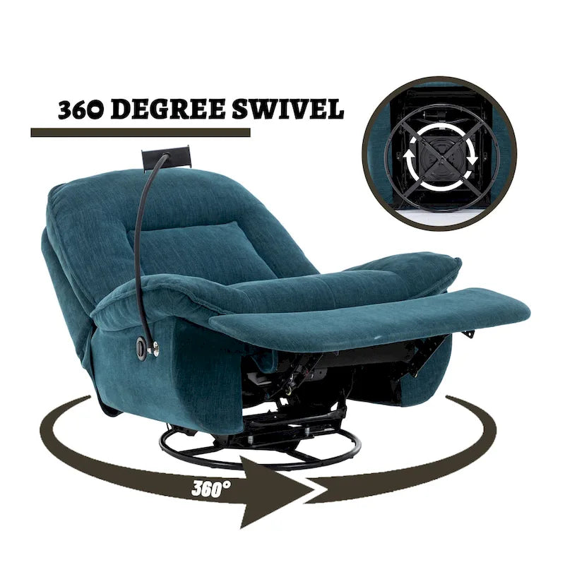 360° Swivel Chenille Recliner with Adjustable Phone Holder
