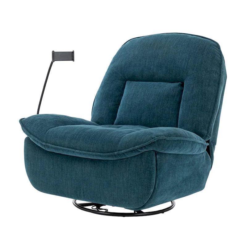 360° Swivel Chenille Recliner with Adjustable Phone Holder