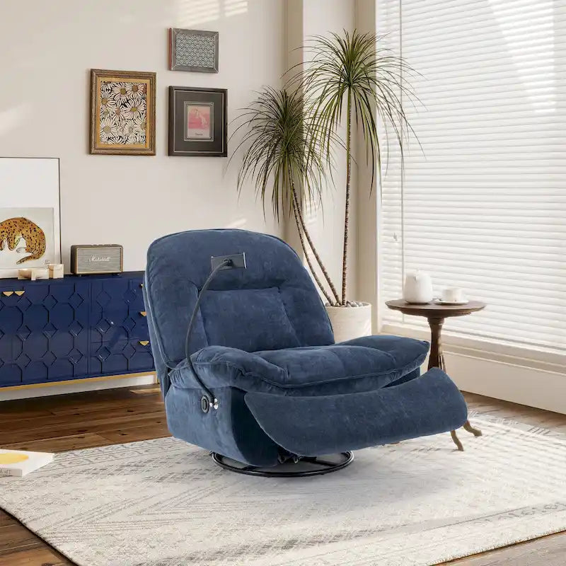 360° Swivel Chenille Recliner with Adjustable Phone Holder