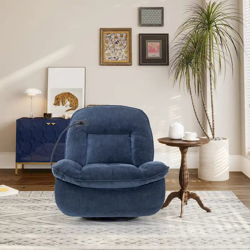 360° Swivel Chenille Recliner with Adjustable Phone Holder