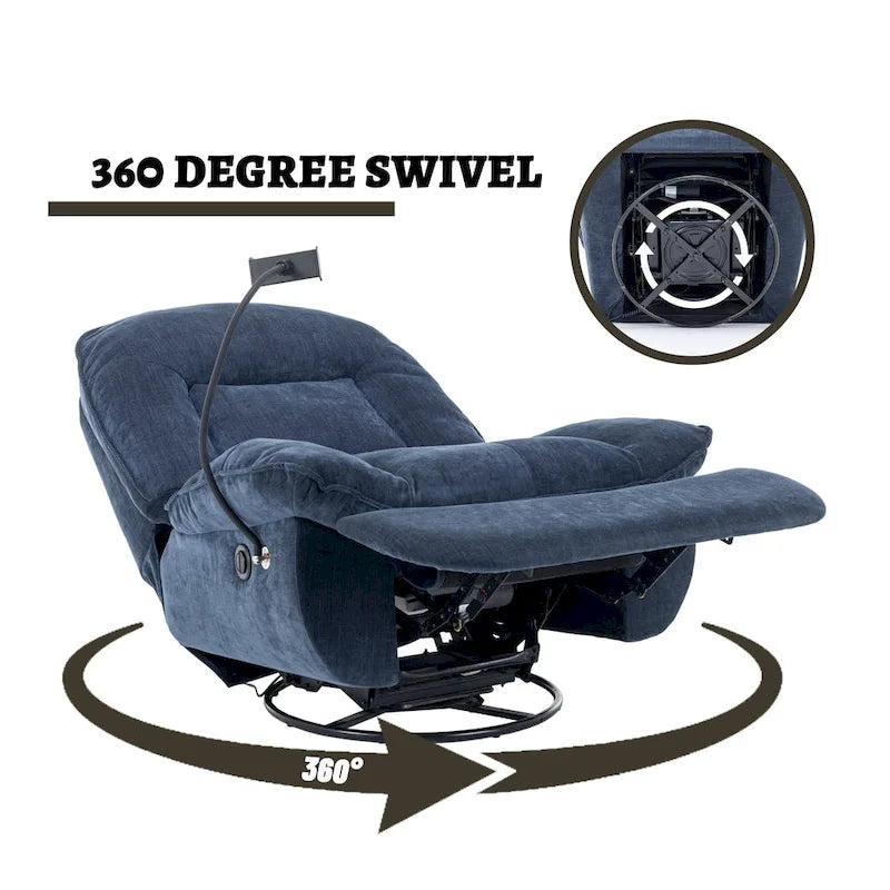 360° Swivel Chenille Recliner with Adjustable Phone Holder