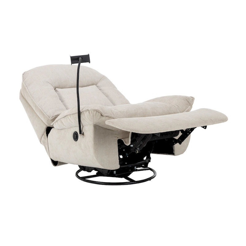 360° Swivel Chenille Recliner with Adjustable Phone Holder