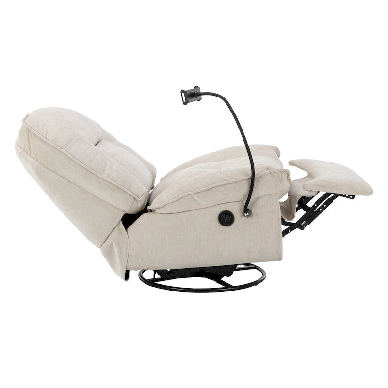 360° Swivel Chenille Recliner with Adjustable Phone Holder