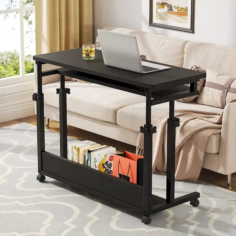 Height-Adjustable Portable Laptop Standing Desk with Keyboard Tray and Casters