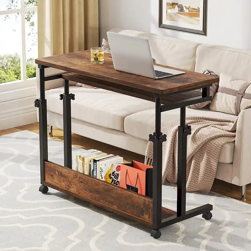 Height-Adjustable Portable Laptop Standing Desk with Keyboard Tray and Casters
