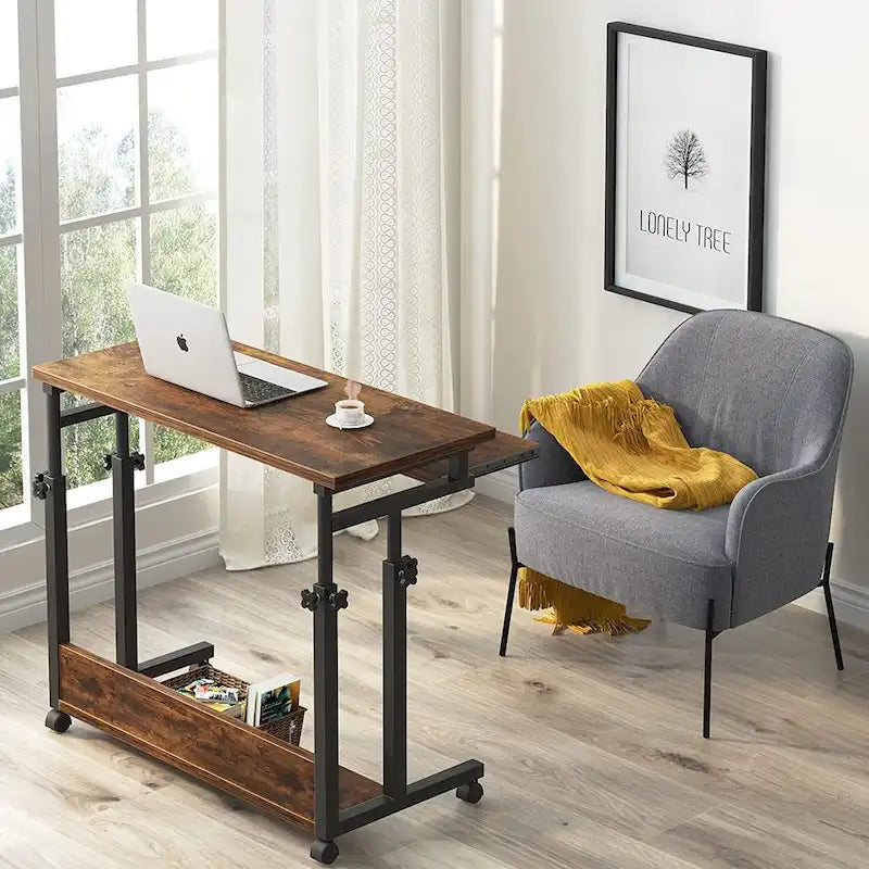 Height-Adjustable Portable Laptop Standing Desk with Keyboard Tray and Casters