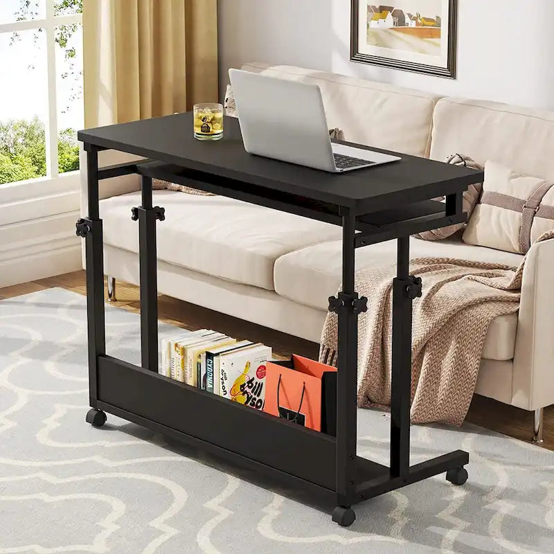 Height-Adjustable Portable Laptop Standing Desk with Keyboard Tray and Casters
