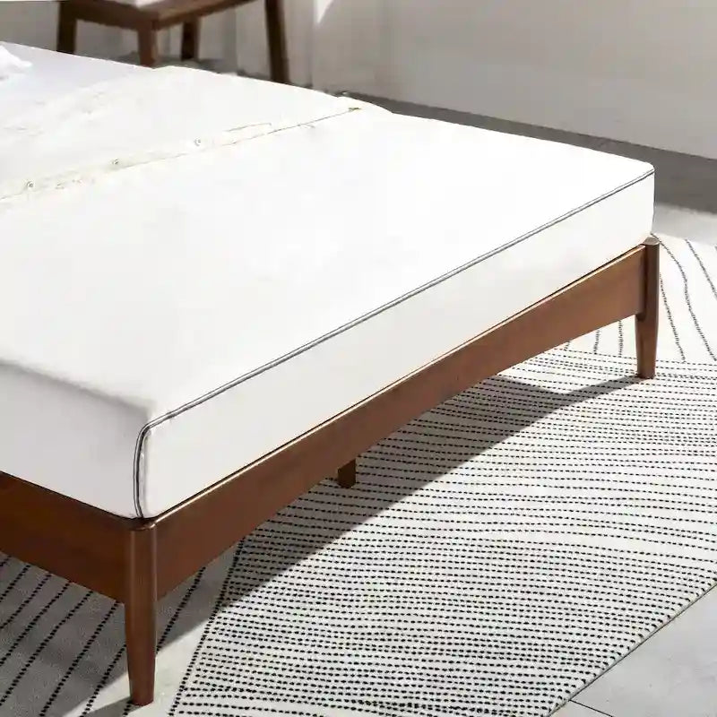 Mid-Century Solid Wood Platform Bed Frame with Spindled Headboard