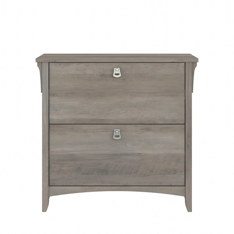 2-Drawer Lateral File Cabinet with Tapered Legs, Ball Bearing Slides and Distressed Finish
