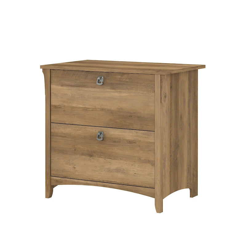 2-Drawer Lateral File Cabinet with Tapered Legs, Ball Bearing Slides and Distressed Finish