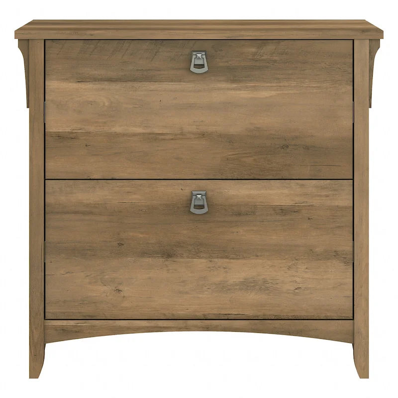 2-Drawer Lateral File Cabinet with Tapered Legs, Ball Bearing Slides and Distressed Finish