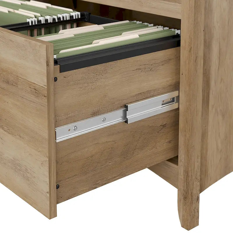 2-Drawer Lateral File Cabinet with Tapered Legs, Ball Bearing Slides and Distressed Finish