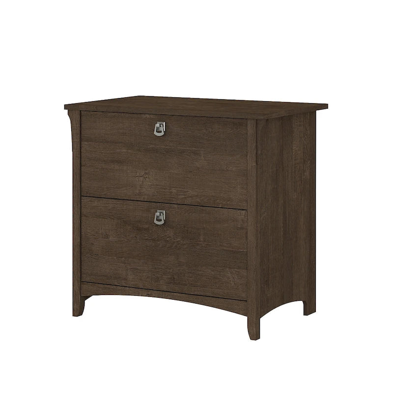2-Drawer Lateral File Cabinet with Tapered Legs, Ball Bearing Slides and Distressed Finish