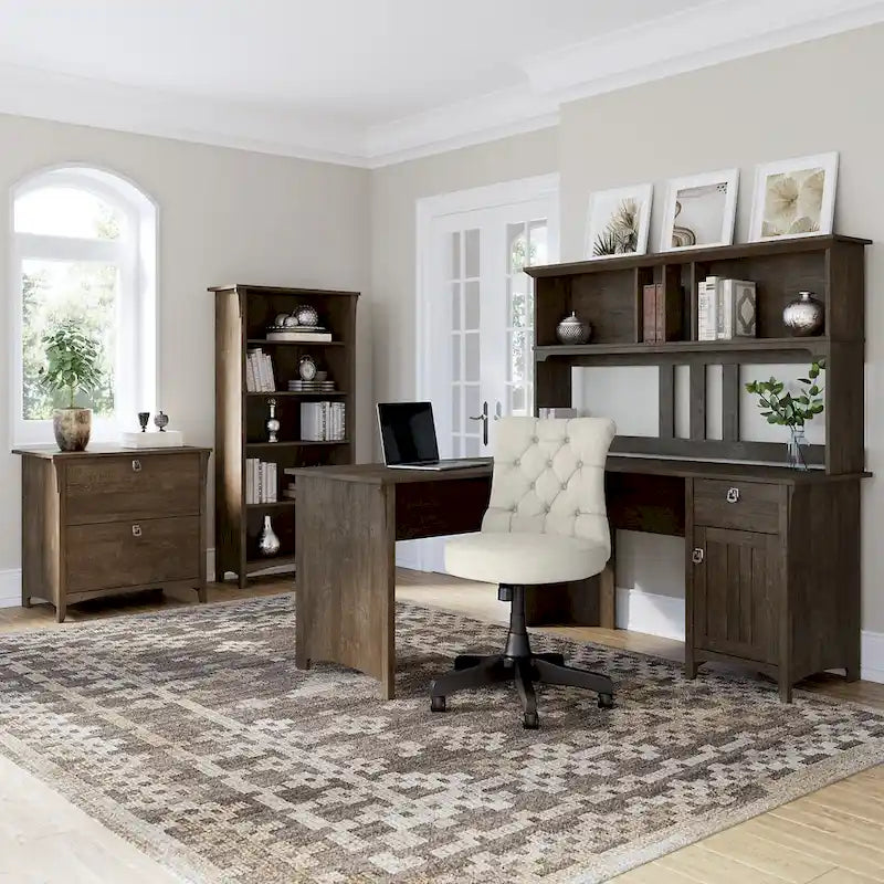 2-Drawer Lateral File Cabinet with Tapered Legs, Ball Bearing Slides and Distressed Finish