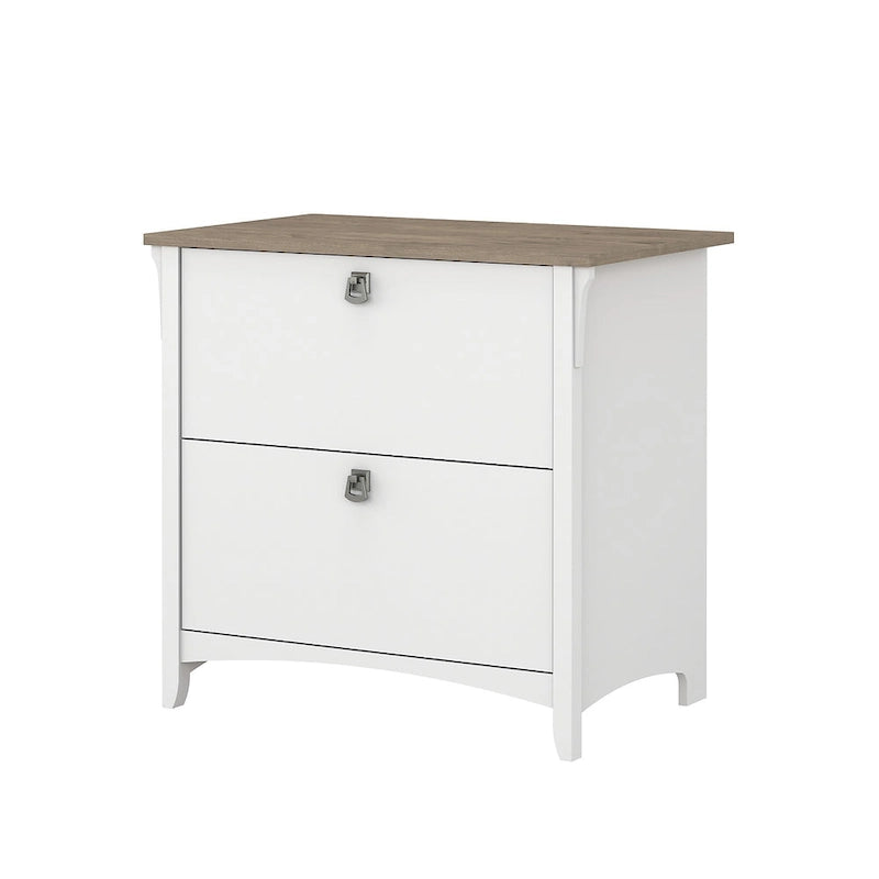 2-Drawer Lateral File Cabinet with Tapered Legs, Ball Bearing Slides and Distressed Finish