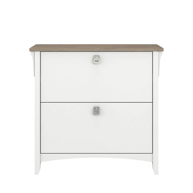2-Drawer Lateral File Cabinet with Tapered Legs, Ball Bearing Slides and Distressed Finish
