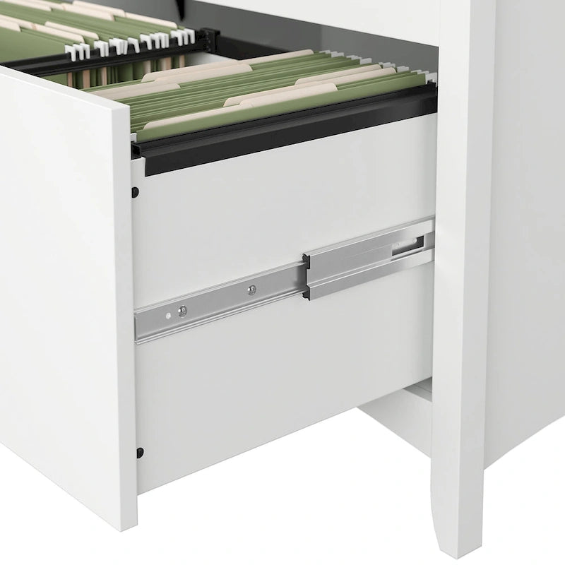 2-Drawer Lateral File Cabinet with Tapered Legs, Ball Bearing Slides and Distressed Finish