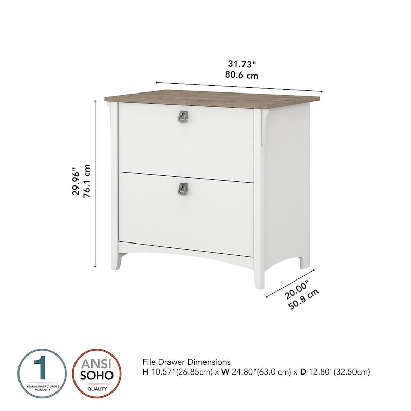 2-Drawer Lateral File Cabinet with Tapered Legs, Ball Bearing Slides and Distressed Finish