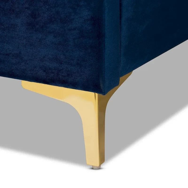 Velvet Upholstered Tufted Wingback Platform Bed
