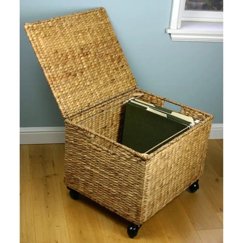 Seagrass Rolling Filing Cabinet and Printer Stand with Lift Top
