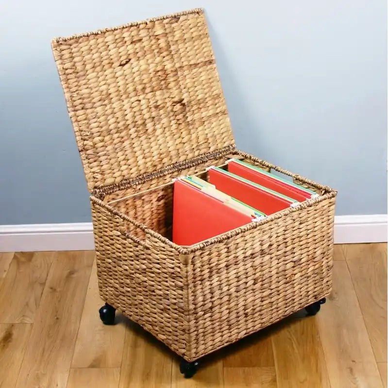 Seagrass Rolling Filing Cabinet and Printer Stand with Lift Top