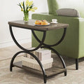 2-Tier Rectangular Side Table with Semicircular Metal Frame – Modern Industrial