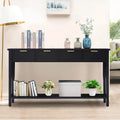 Modern Narrow Console Table with 4 Drawers and Open Shelf