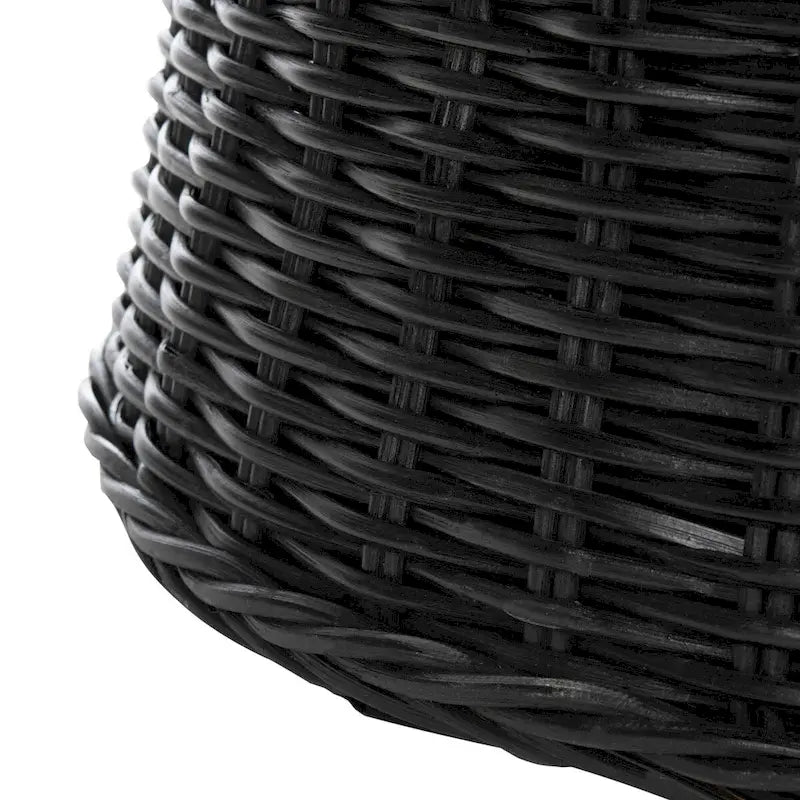 Woven Rattan Cocktail Ottoman – Low-Profile Concave Design for Indoor Use