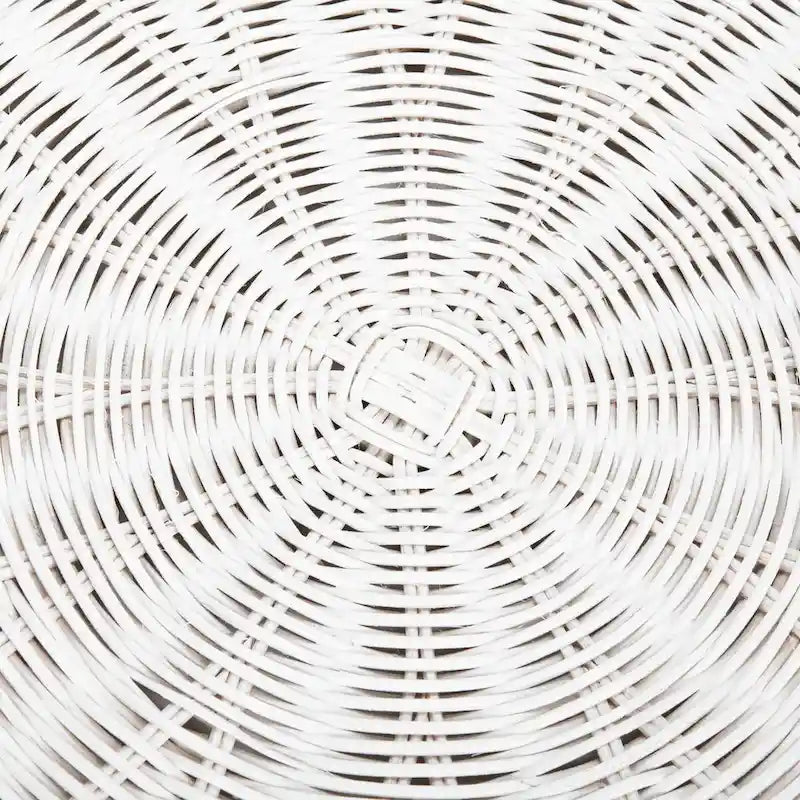 Woven Rattan Cocktail Ottoman – Low-Profile Concave Design for Indoor Use