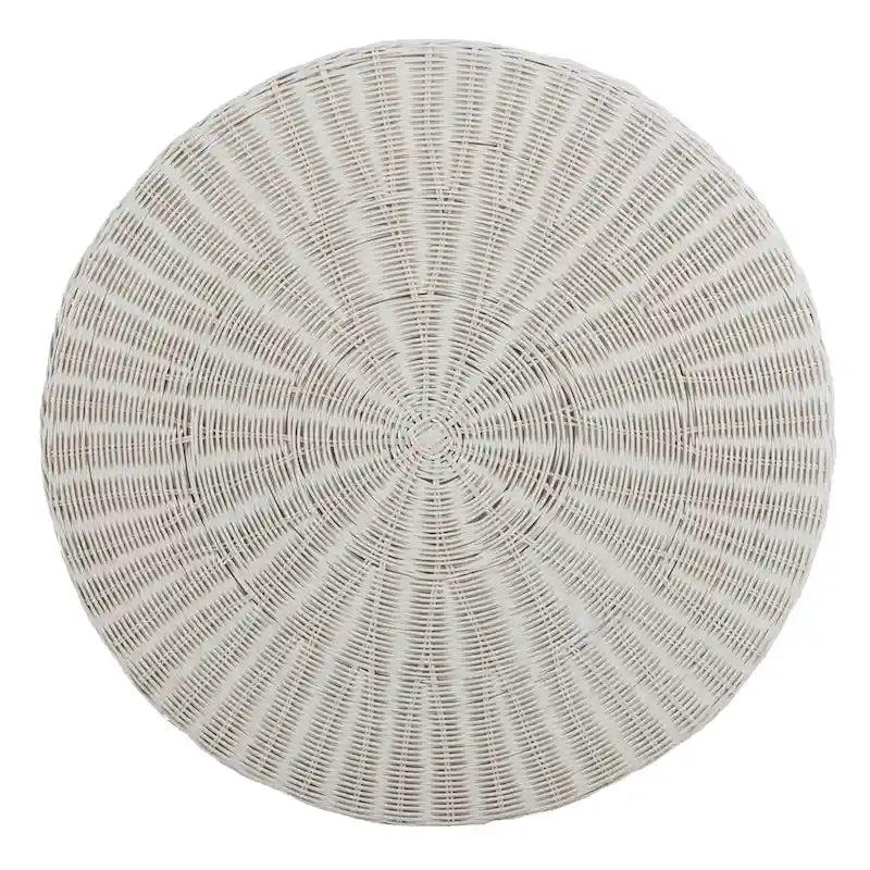 Woven Rattan Cocktail Ottoman – Low-Profile Concave Design for Indoor Use