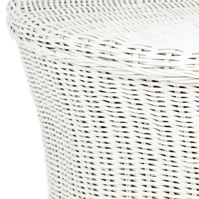 Woven Rattan Cocktail Ottoman – Low-Profile Concave Design for Indoor Use